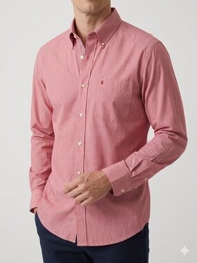 Izod Men's Long Sleeve Button-Down Shirt in Rose Pink